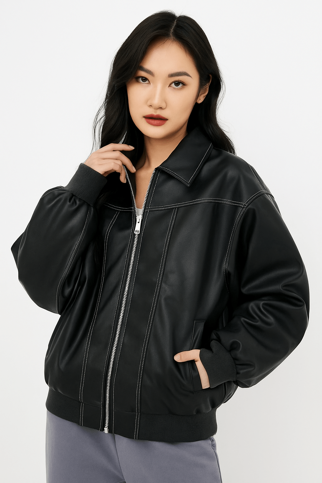 Abrigo Acolchado Mujer Extragrande Moderno en PU - Comodidad y Estilo para el Frío 1