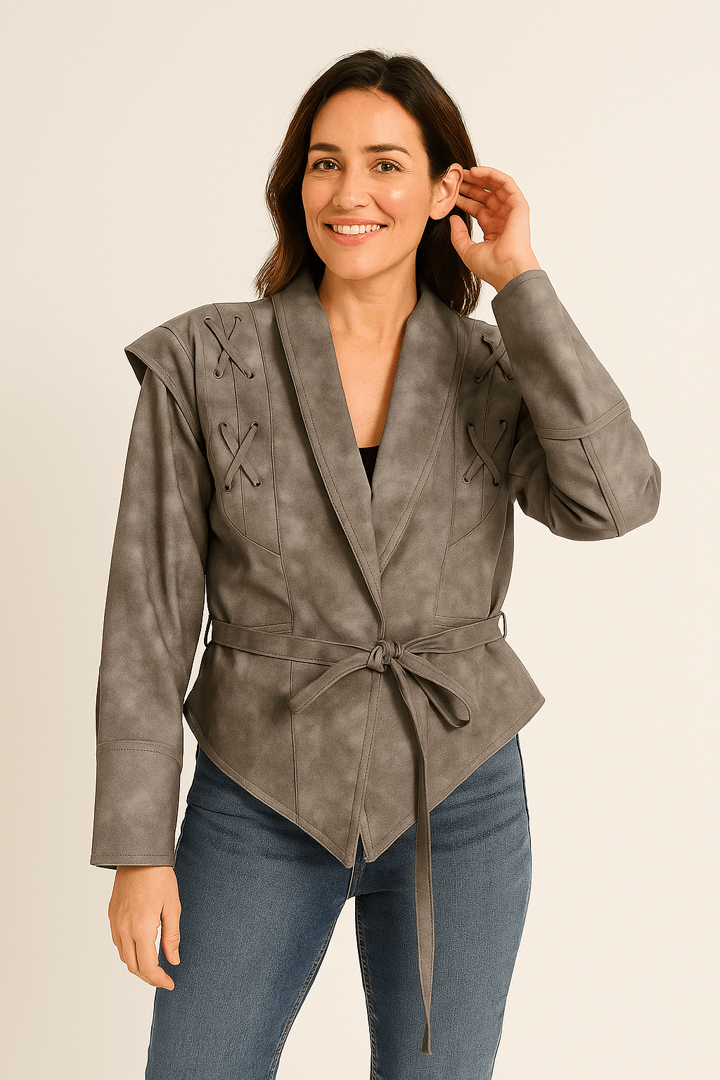 Abrigo Mujer Elegante con Cinturón de PU para Invierno – Chaqueta Moderna y Versátil 4
