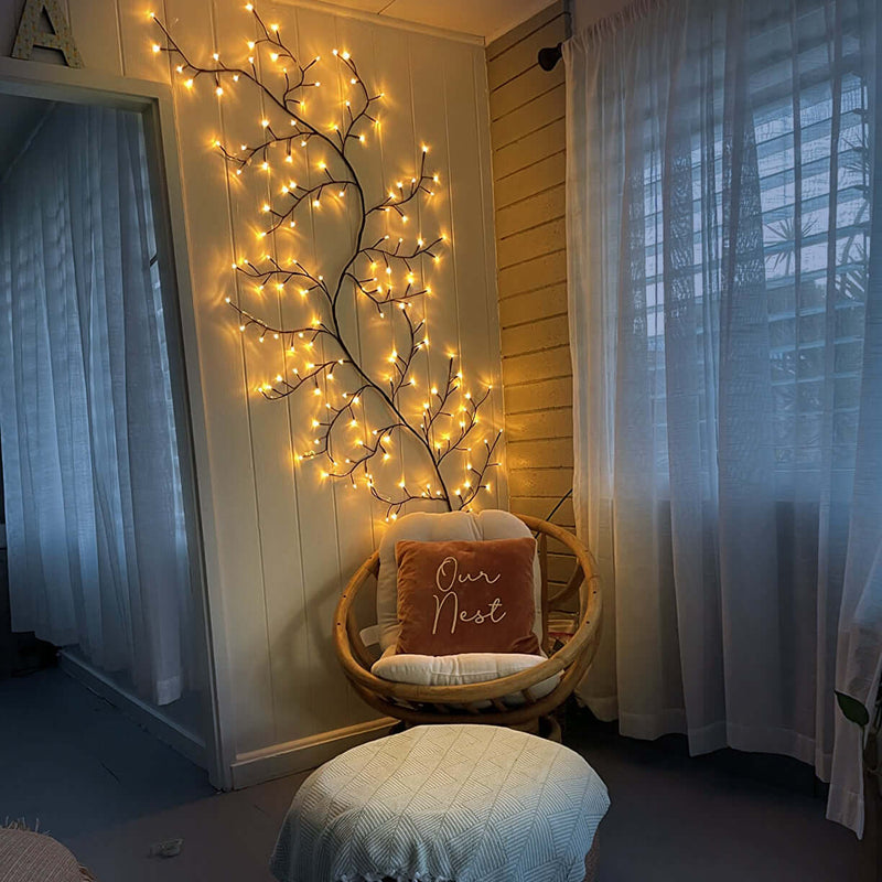 Árbol LED Decorativo para Interior – Luz Cálida, Diseño Natural, Alimentación USB o Baterías, Ideal para Sala y Dormitorio 0