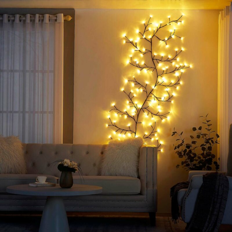 Árbol LED Decorativo para Interior – Luz Cálida, Diseño Natural, Alimentación USB o Baterías, Ideal para Sala y Dormitorio 1
