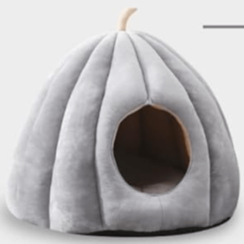 Cama Cerrada para Gatos en Forma de Calabaza, Acogedora y Lavable para Invierno, Ideal para Interiores 9