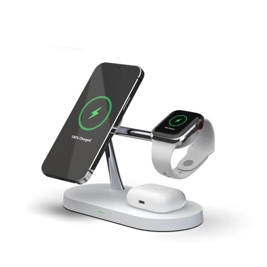 Cargador Inalámbrico 3 en 1 para iPhone, Reloj y Auriculares – Diseño Compacto con Carga Segura y Simultánea 0