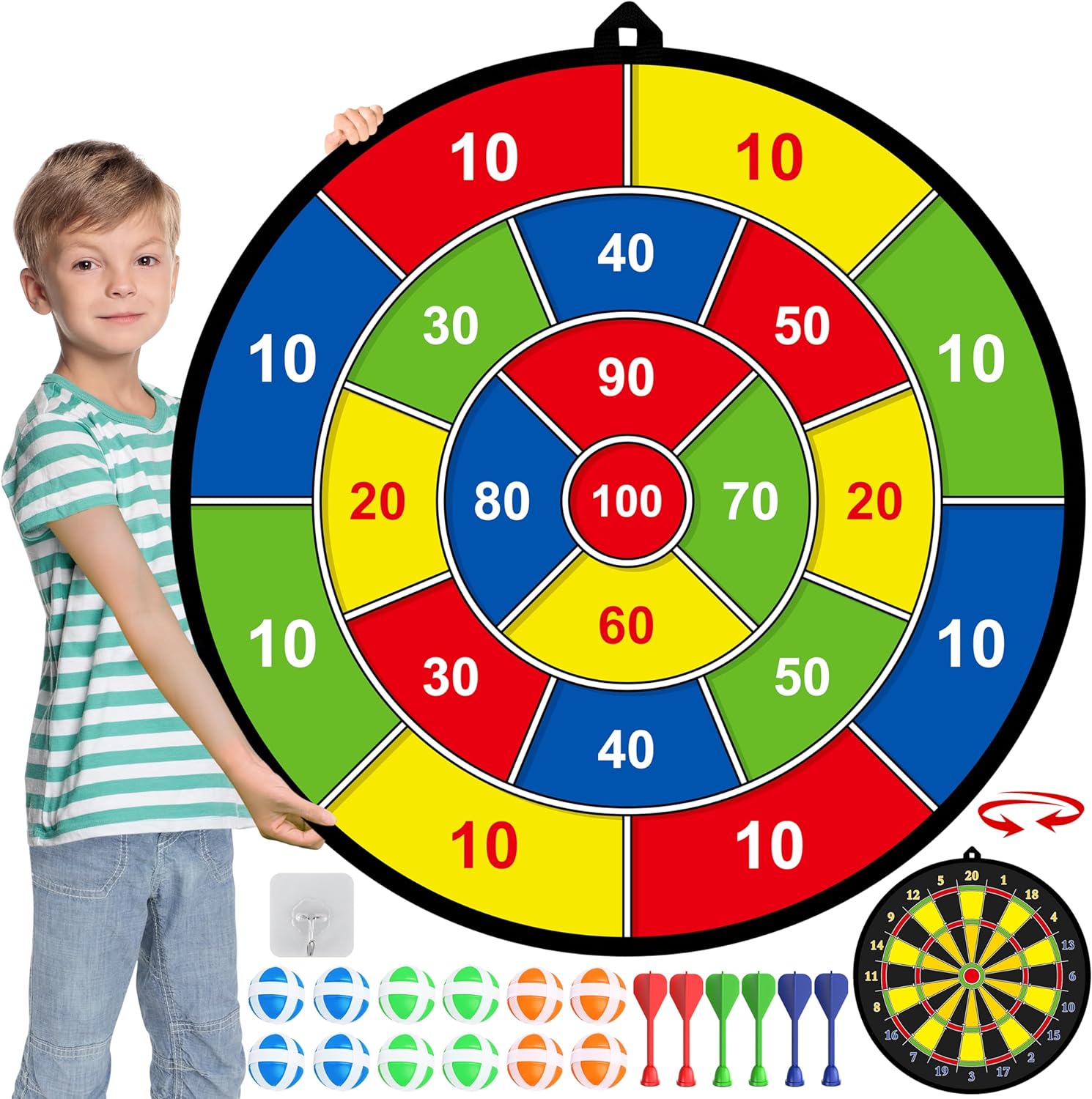 Diana Infantil de Doble Cara con Dardos de Velcro – Juego Seguro para Desarrollar Habilidades Motoras en Interiores y Exteriores 0