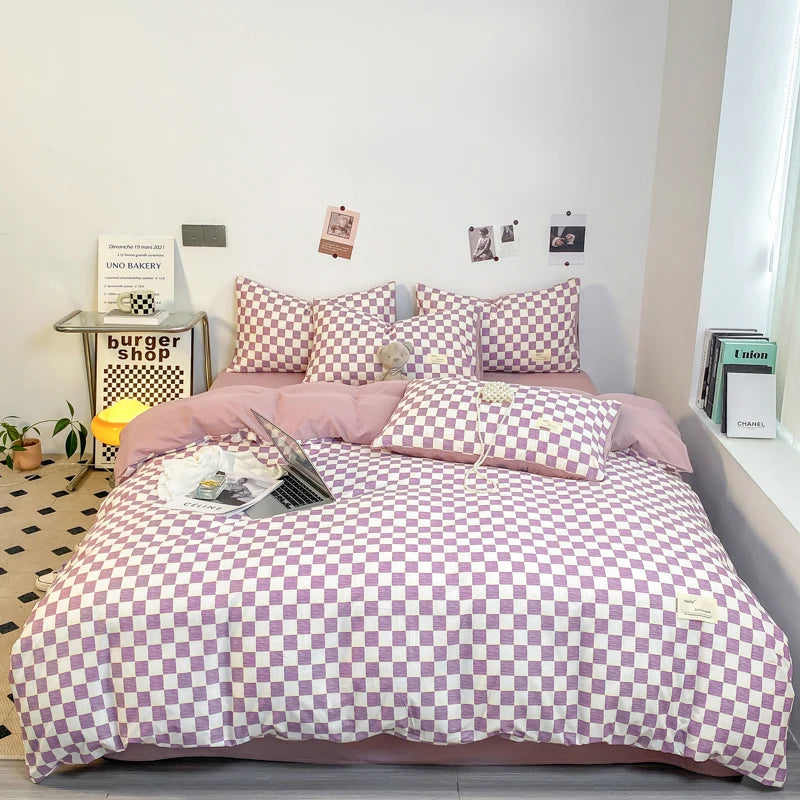 Edredón Completo con Funda Nórdica y Fundas de Almohada, Diseño Moderno de Diamantes en Blanco y Negro, Textura Suave y Elegante 3