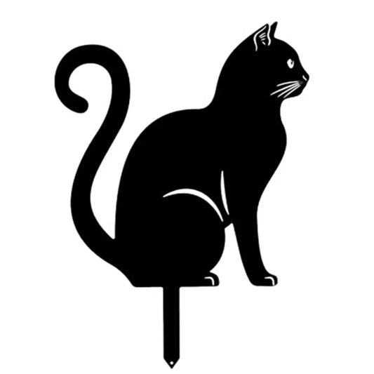 Escultura de Gato de Metal para Jardín – Decoración Exterior Duradera y Elegante en Hierro Negro 0
