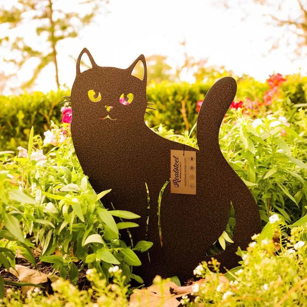 Escultura de Gato de Metal para Jardín – Decoración Exterior Duradera y Elegante en Hierro Negro 3