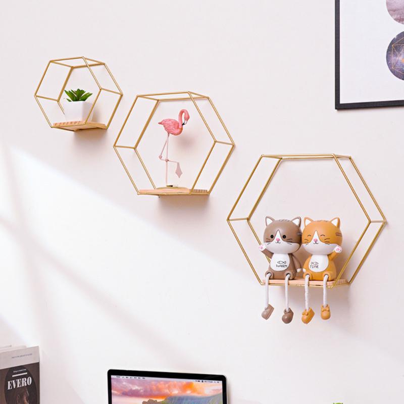 Estante de Pared Hexagonal de Metal – Estantería Moderna para Decoración y Almacenamiento en el Hogar 2