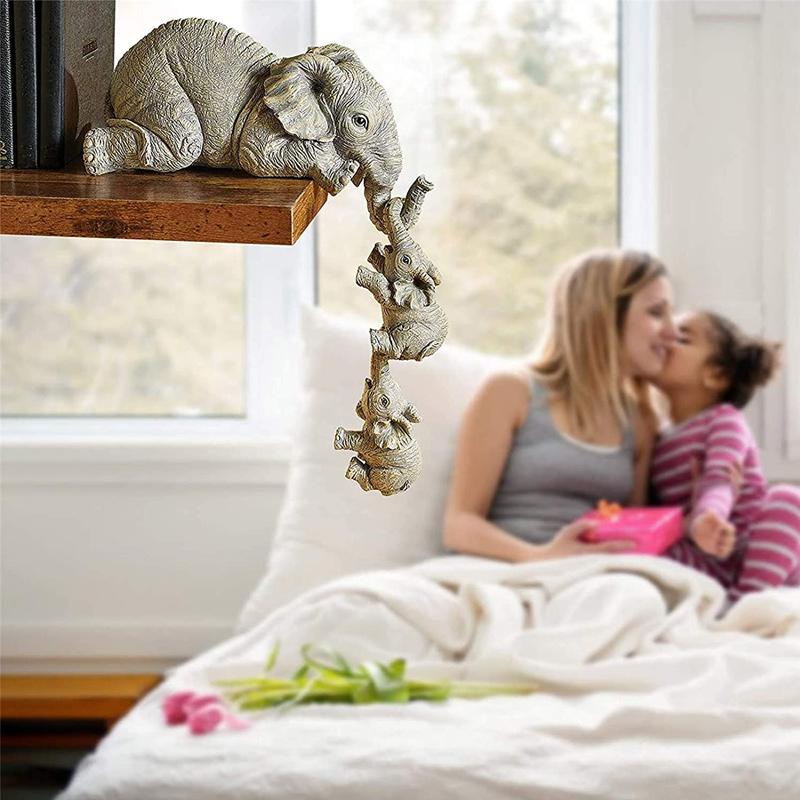 Figura Decorativa de Elefante en 3 Piezas – Artesanía en Resina para Decoración del Hogar 5