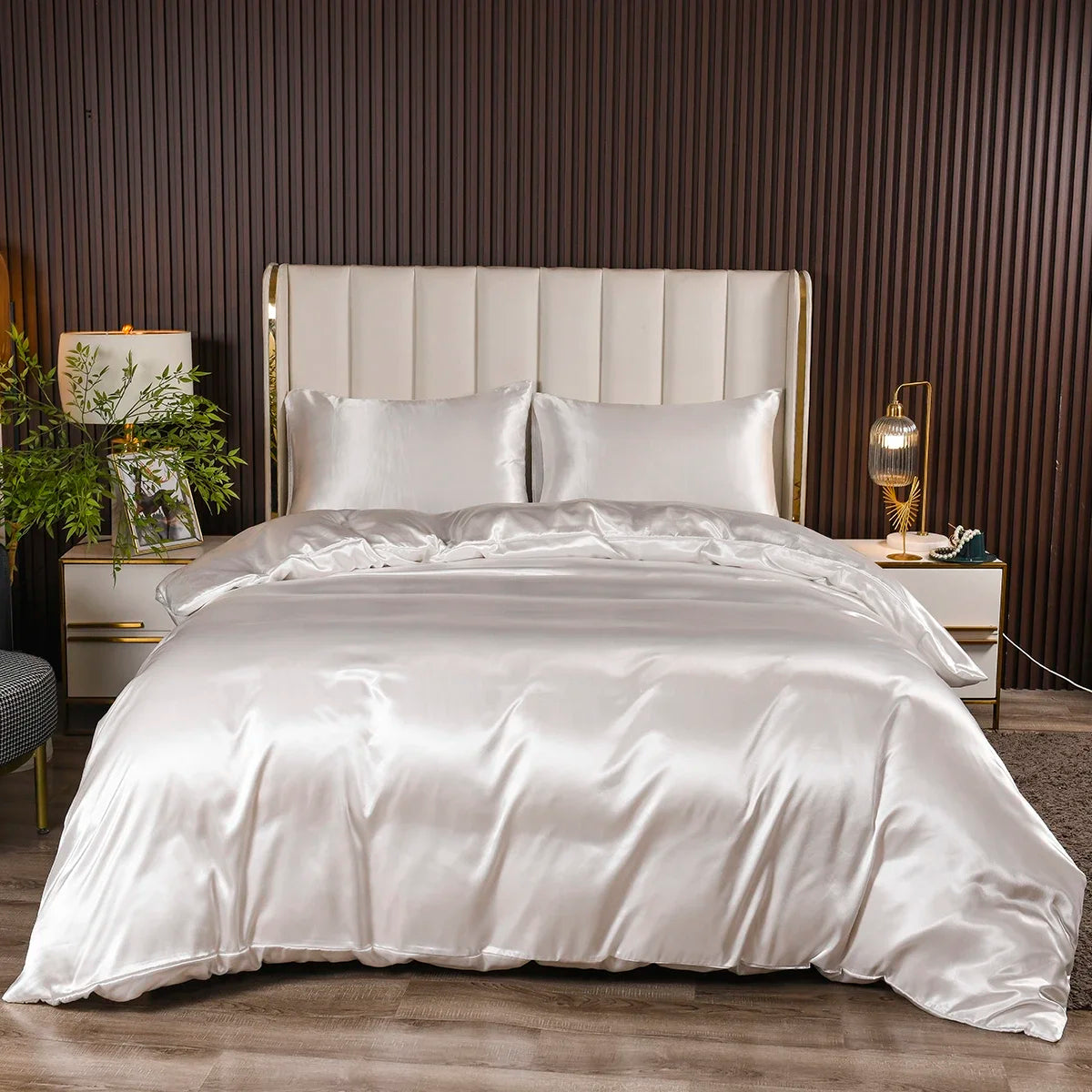 Funda Nórdica de Satén Reversible en Color Blanco para Cama 150 – Suave, Elegante y Sin Arrugas 5