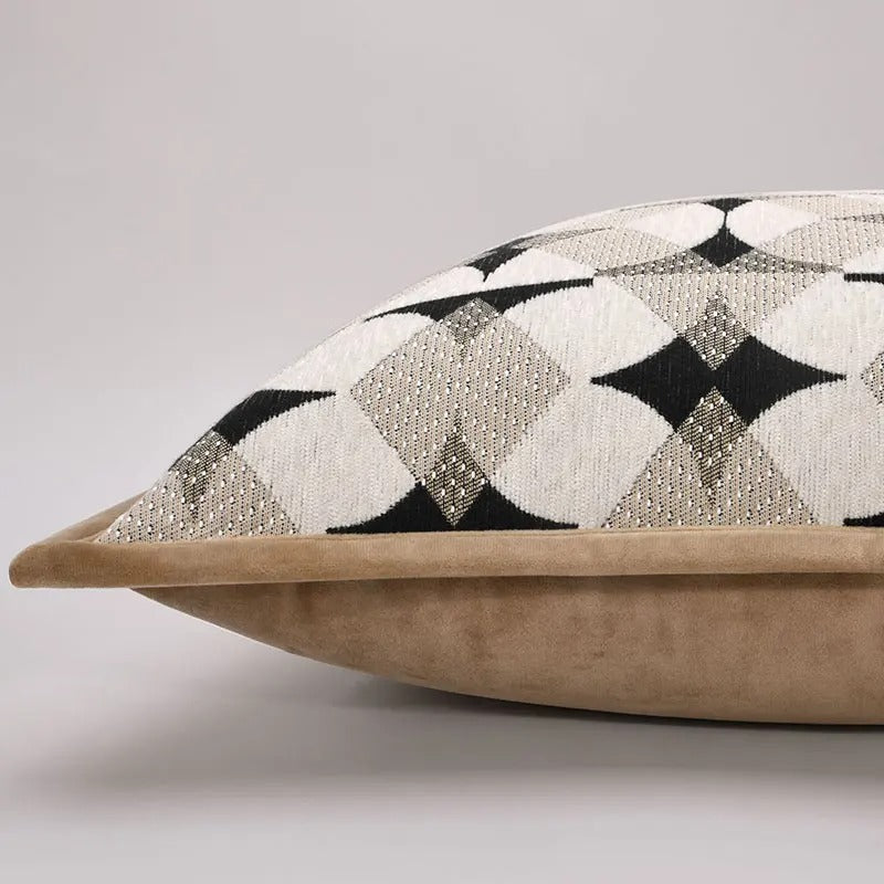 Funda de Almohada Decorativa Geométrica en Negro y Caqui – Diseño Moderno para Almohadas 50x50 cm 2