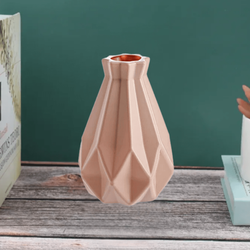 Jarrón Decorativo Moderno de Estilo Escandinavo en Rosa, Verde y Blanco – Florero de Diseño Origami 11
