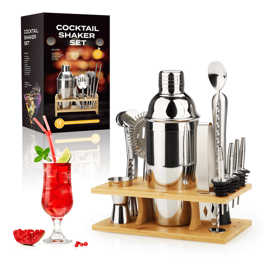 Juego de Camarero de 16 Piezas de Acero Inoxidable para Cócteles – Set Completo con Accesorios Elegantes y Prácticos 0