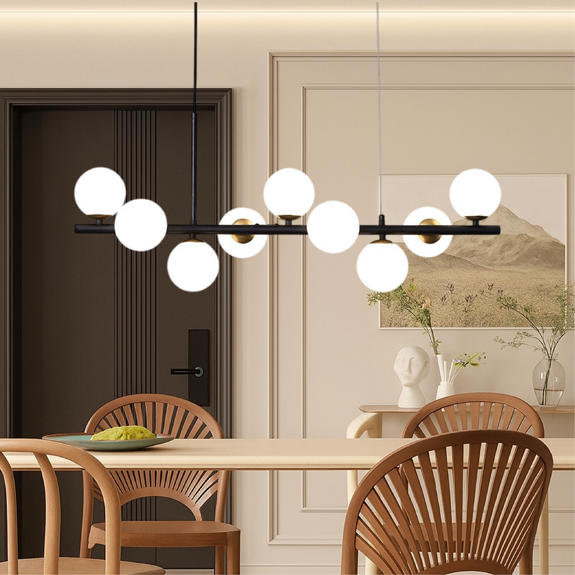 Lámpara Colgante Moderna LED Negra con Altura Regulable para Comedor – Diseño Elegante y Funcional 0