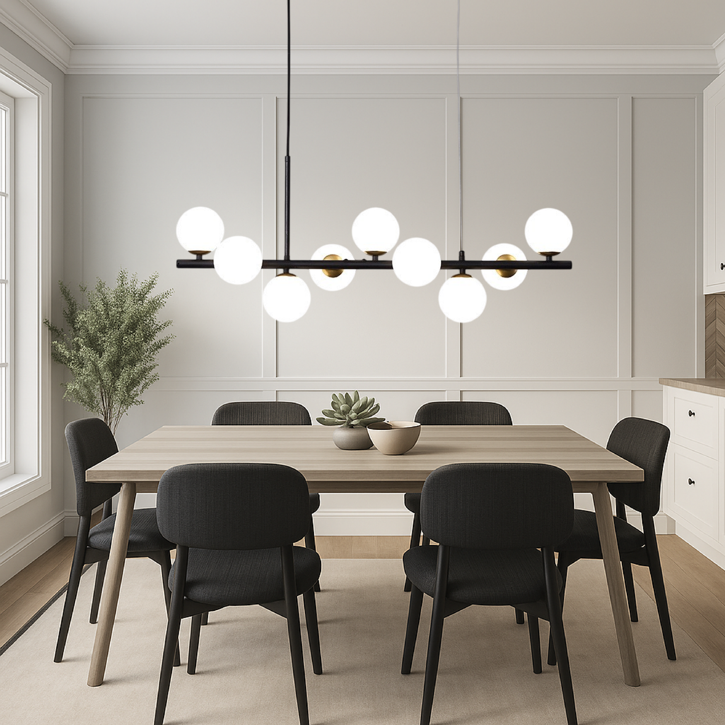 Lámpara Colgante Moderna LED Negra con Altura Regulable para Comedor – Diseño Elegante y Funcional 1