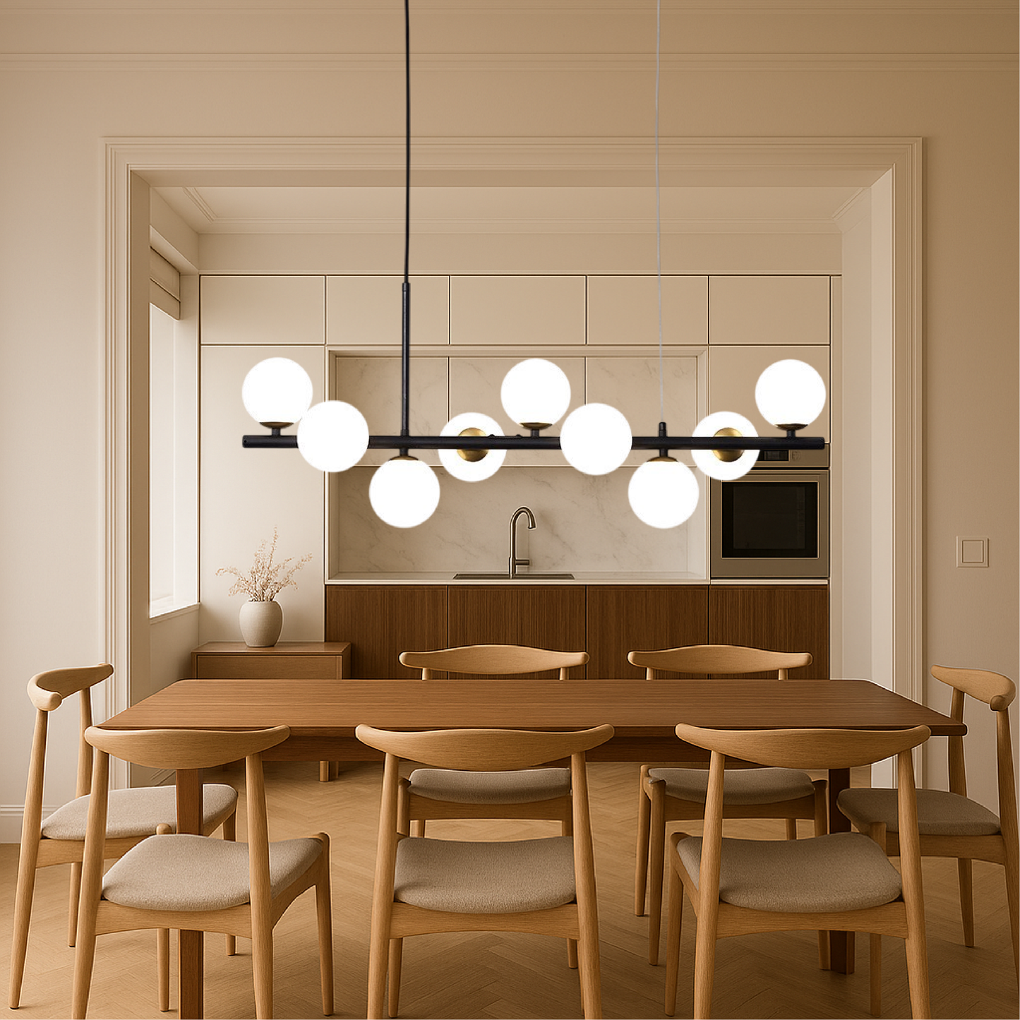 Lámpara Colgante Moderna LED Negra con Altura Regulable para Comedor – Diseño Elegante y Funcional 2