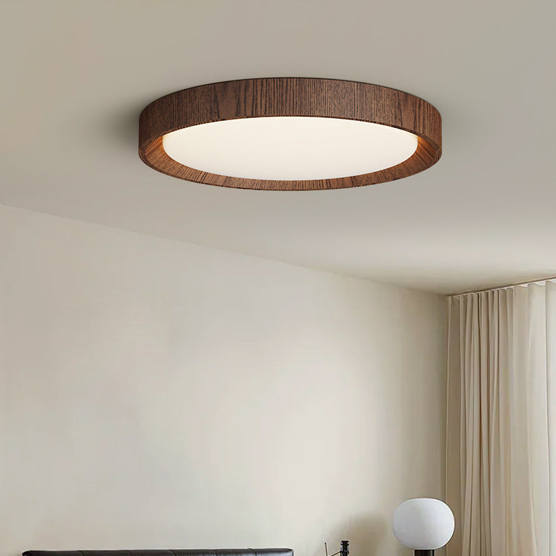 Lámpara de techo LED de madera oscura con difusor redondo – Diseño moderno 0