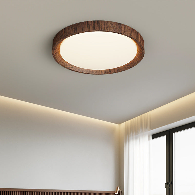 Lámpara de techo LED de madera oscura con difusor redondo – Diseño moderno 1