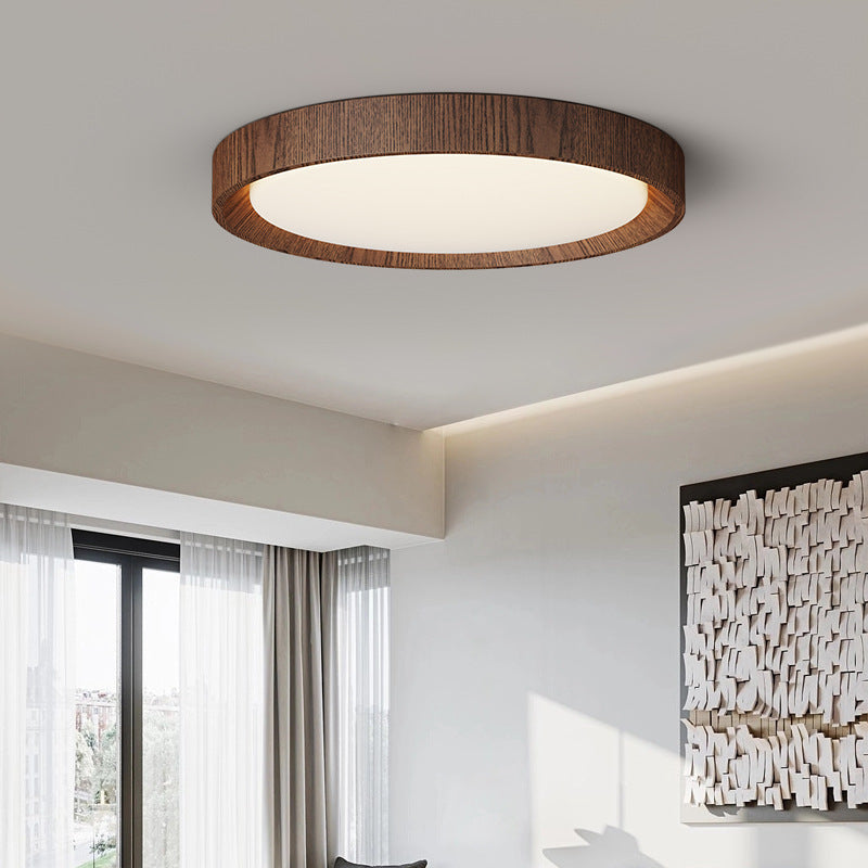 Lámpara de techo LED de madera oscura con difusor redondo – Diseño moderno 3