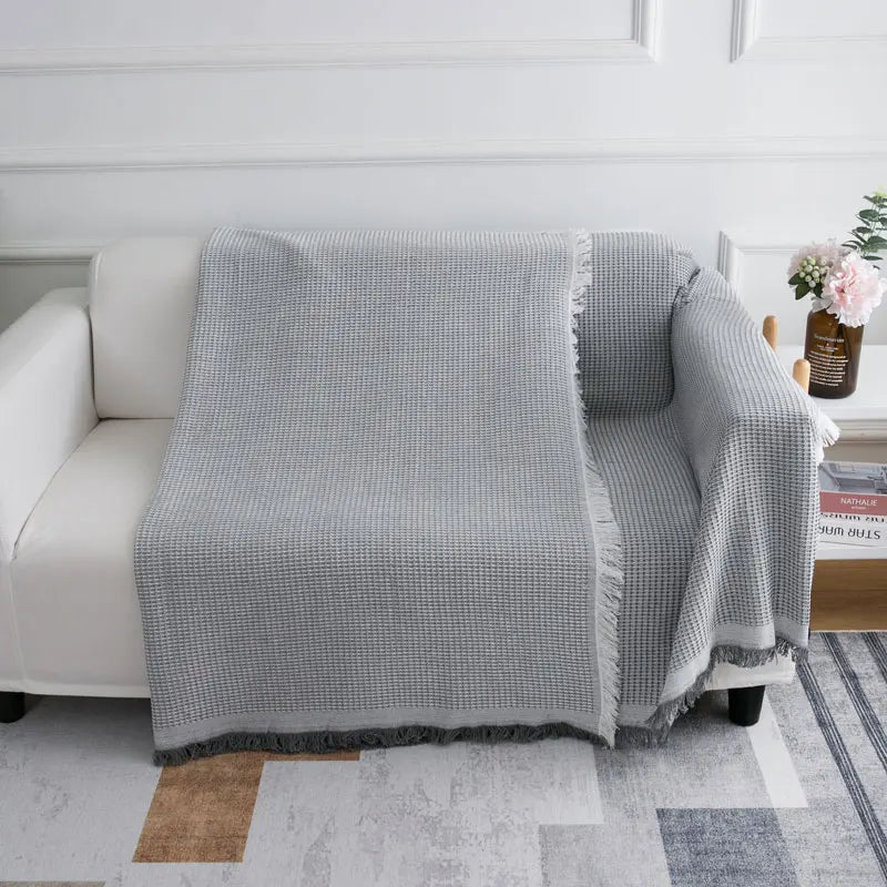 Manta con Flecos de Algodón y Poliéster – Diseño Nórdico Elegante para Sofá y Cama, 90x150 cm 6