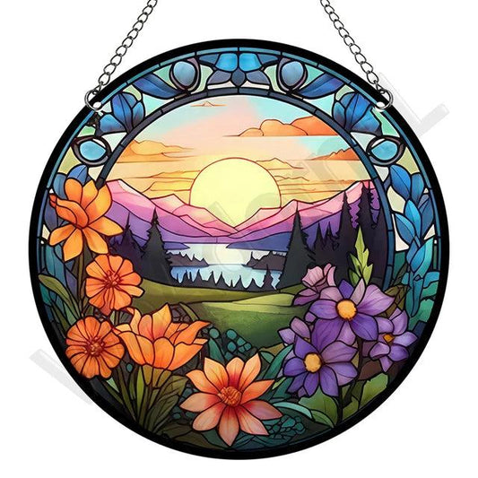 Mural Artístico de Girasol de Acrílico para Ventana – Decoración Vintage Redonda de 15 cm para Hogar y Jardín 0