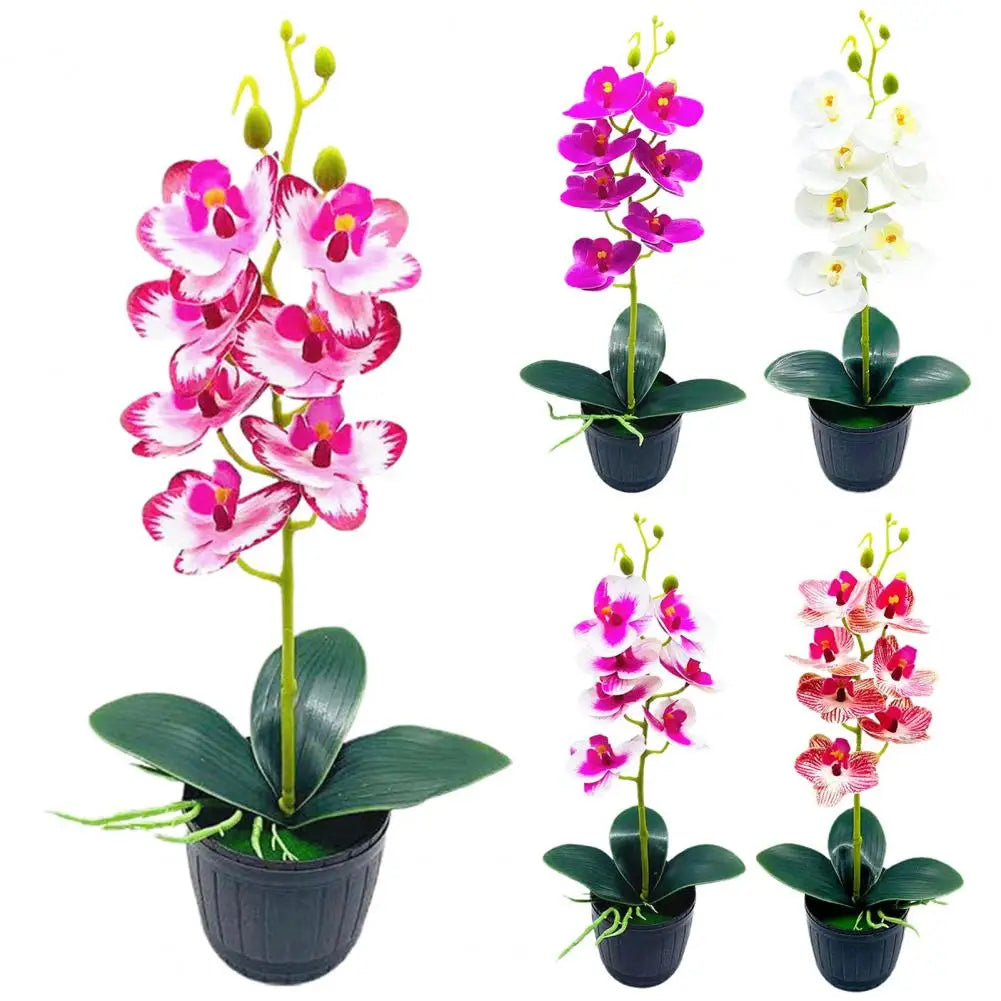 Orquídea Artificial Bonsái con Maceta Decorativa – Apariencia Natural y Sin Mantenimiento para Decoración Todo el Año 4