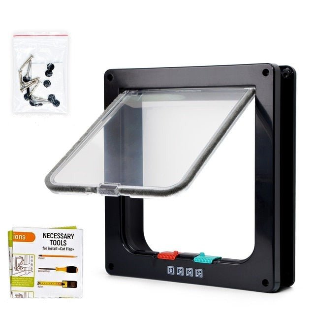 Puerta Plegable con Gatera para Gatos y Cerradura de Seguridad – Ideal para Interiores y Exteriores, PVC 35x35 cm 3