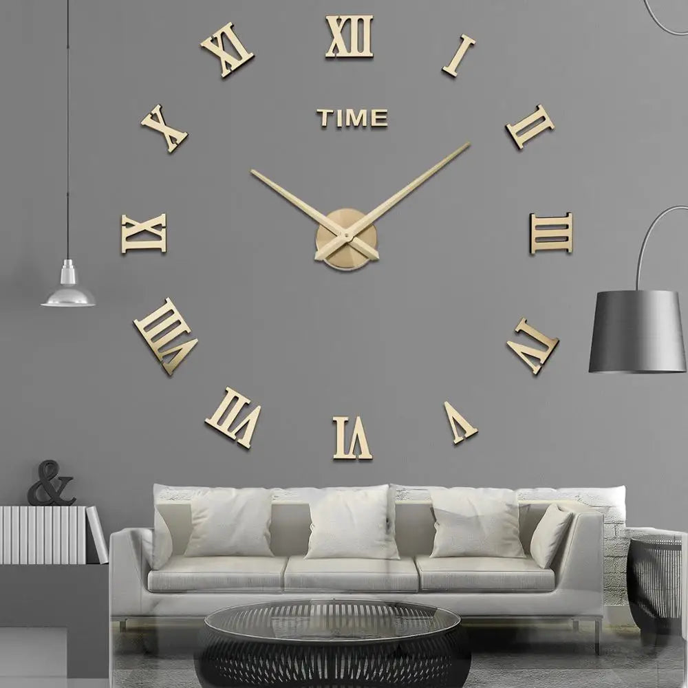 Reloj de Pared Grande Acrílico Moderno con Diseño 3D y Acabado Espejo para Decoración Interior 1
