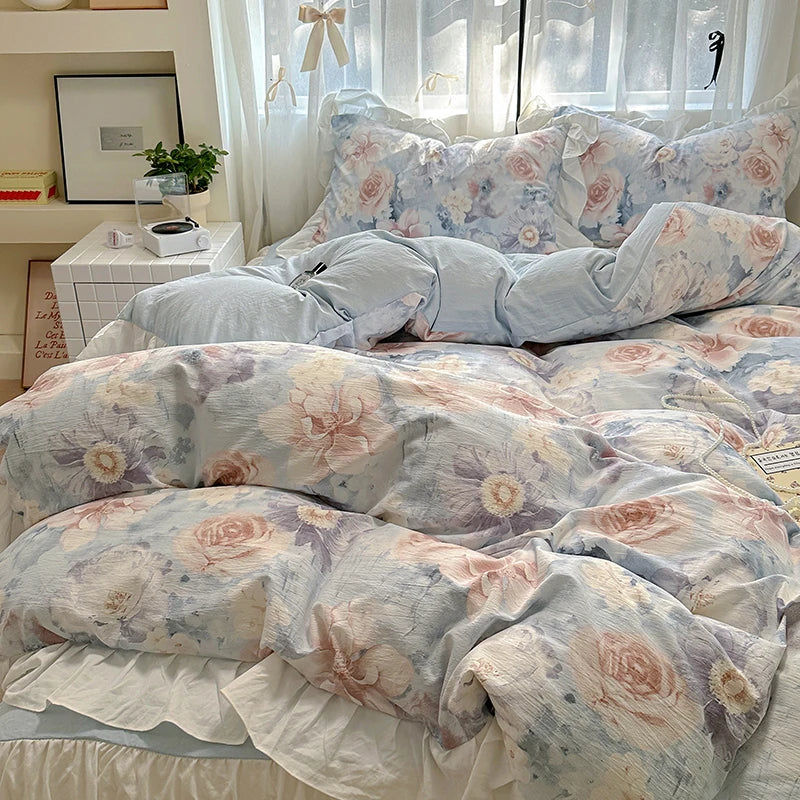 Ropa de Cama de Algodón Lavado – Funda Nórdica Cama 150 y 2 Fundas de Almohada con Estampado Elegante 5