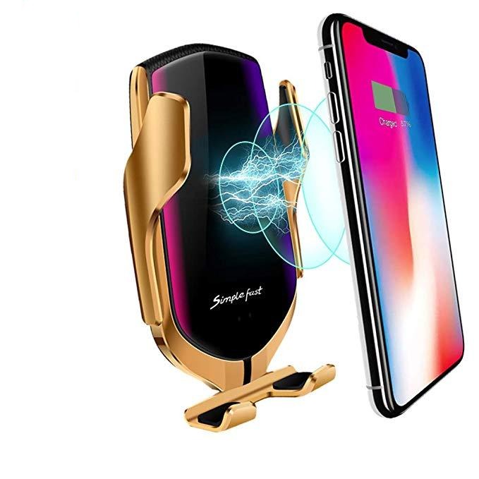 Soporte Móvil Coche Automático con Cargador Inalámbrico y Rotación 360° - Detección Infrarroja, Compatible con Qi 1