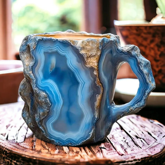 Taza Cristal Mineral Hecha a Mano, Aislada y Apta para Microondas, Capacidad 350-450 ml 0