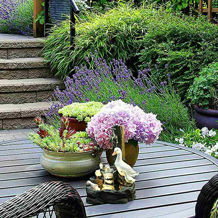 Fuente Pato Decoración Relajante Exterior