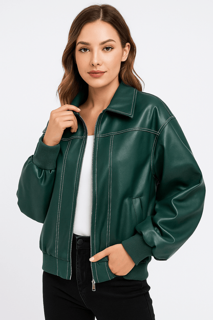 Abrigo Acolchado Mujer Extragrande Moderno en PU - Comodidad y Estilo para el Frío 6