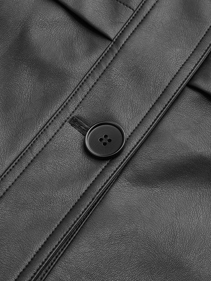 Abrigo de PU con Cinturón y Cuello Alto para Mujer - Prenda Cálida y Elegante en Poliéster y Algodón 8