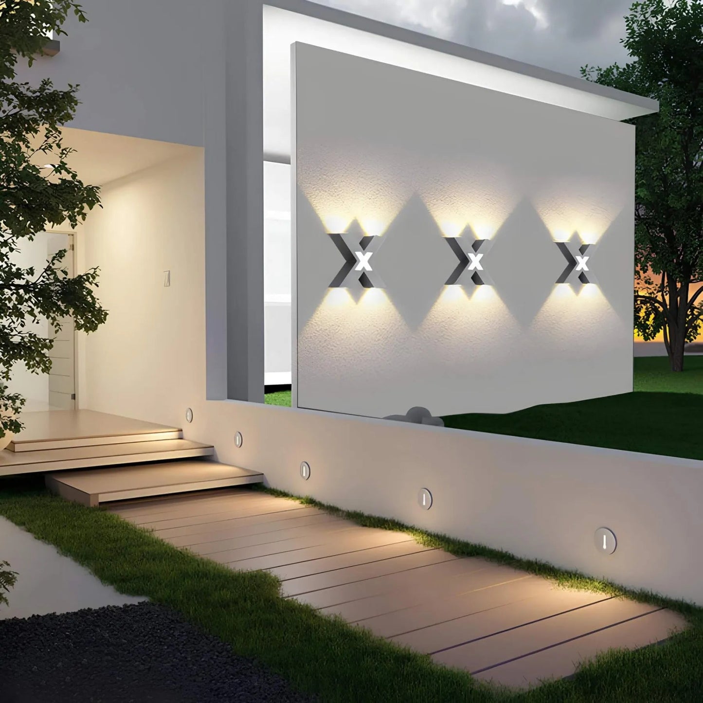 Aplique de Pared Moderno en Forma de X con Iluminación LED para Exteriores - Lámpara de Pared Resistente al Agua 2