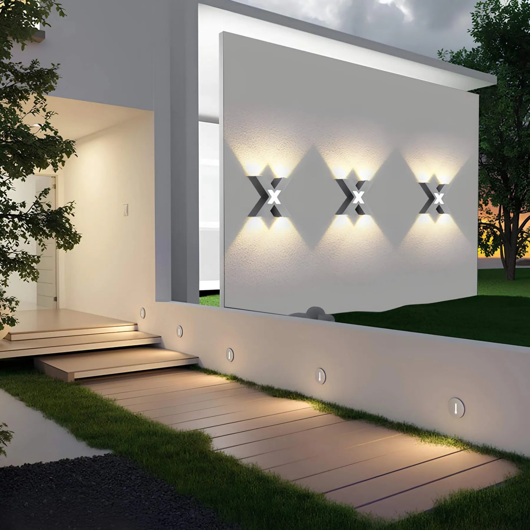 Aplique de Pared Moderno en Forma de X con Iluminación LED para Exteriores - Lámpara de Pared Resistente al Agua 2