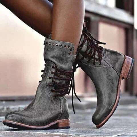 Botas de Mujer de Cuero Vintage Elegantes y Cómodas en Marrón - Perfectas para Cualquier Ocasión 1