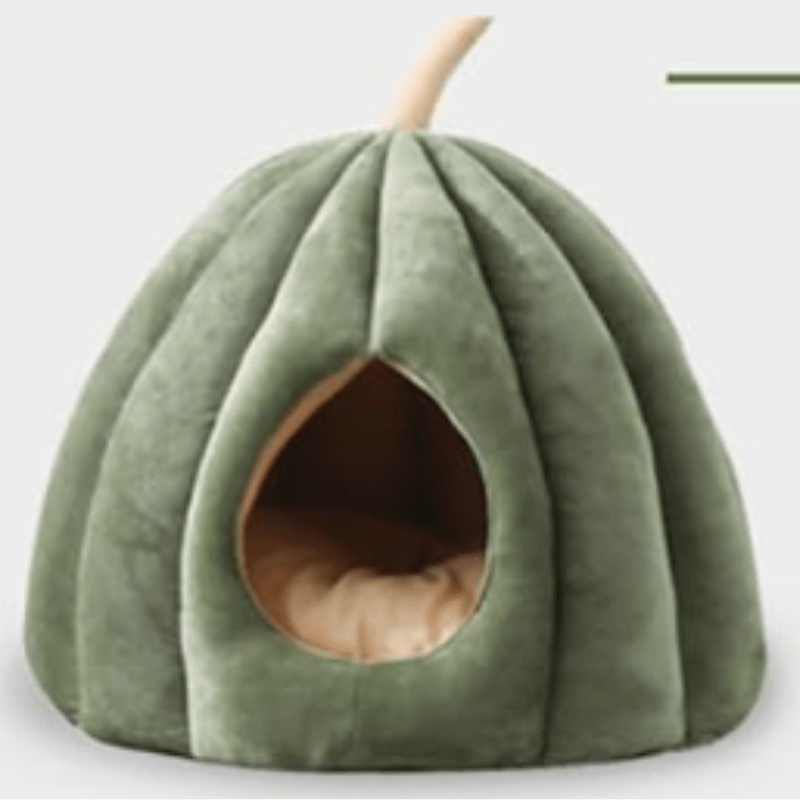 Cama Cerrada para Gatos en Forma de Calabaza, Acogedora y Lavable para Invierno, Ideal para Interiores 7