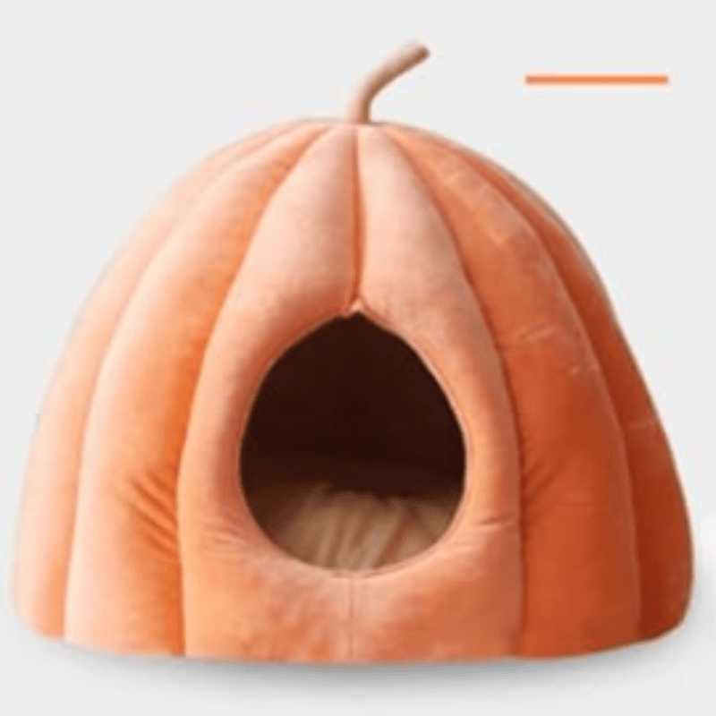 Cama Cerrada para Gatos en Forma de Calabaza, Acogedora y Lavable para Invierno, Ideal para Interiores 8