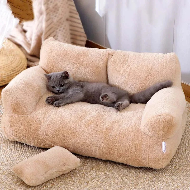 Cama para Gatos Cálida de Felpa y Algodón PP, Acogedora para Invierno, Ideal para Perros y Gatos Pequeños y Medianos 1
