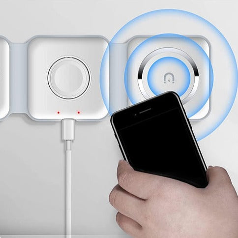 Cargador Inalámbrico Plegable 3 en 1 para iPhone, Apple Watch y AirPods – Carga Inalámbrica Rápida y Diseño Compacto 1