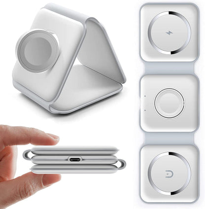 Cargador Inalámbrico Plegable 3 en 1 para iPhone, Apple Watch y AirPods – Carga Inalámbrica Rápida y Diseño Compacto 2