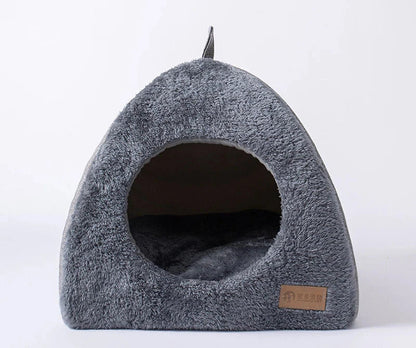 Casa para Gatos Triangular de Terciopelo Cerrada – Acogedora y Cálida, Ideal para Descanso y Seguridad 6