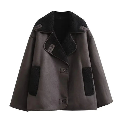 Chaqueta de Mujer de Invierno con Forro de Felpa y Cuello Ancho – Abrigo Elegante y Cálido para Otoño e Invierno 5
