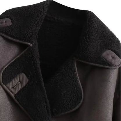 Chaqueta de Mujer de Invierno con Forro de Felpa y Cuello Ancho – Abrigo Elegante y Cálido para Otoño e Invierno 7