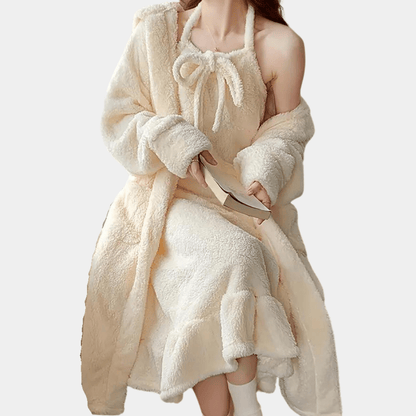 Conjunto de Ropa de Salón Acogedor y Grueso, Suave y Transpirable – Ideal para Relajarse en Casa, Color Beige 0