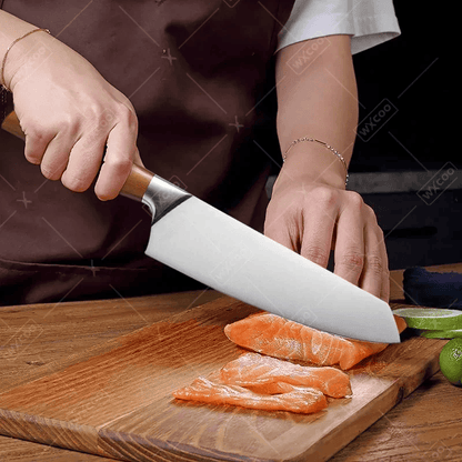 Cuchillo de Cocina Santoku Profesional de Acero Inoxidable con Mango Ergonómico – Ideal para Cortar Pescado, Carne y Verduras 3
