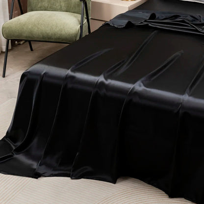 Czarny Satynowy Prześcieradło z Pasującymi Poduszkami – Luksusowy Zestaw do Sypialni w Rozmiarze Queen, Twin, Full i King 2