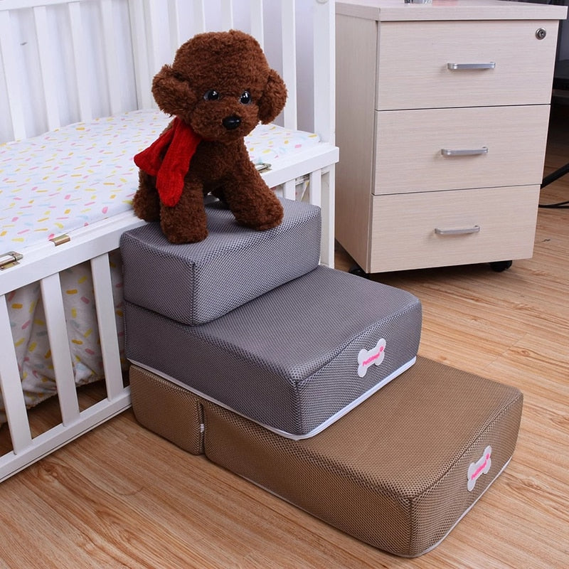 Escalera para Perros y Gatos de 2 Niveles Antideslizante - Acceso Seguro para Mascotas Pequeñas y Mayores 1