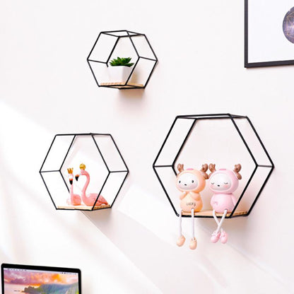 Estante de Pared Hexagonal de Metal – Estantería Moderna para Decoración y Almacenamiento en el Hogar 3