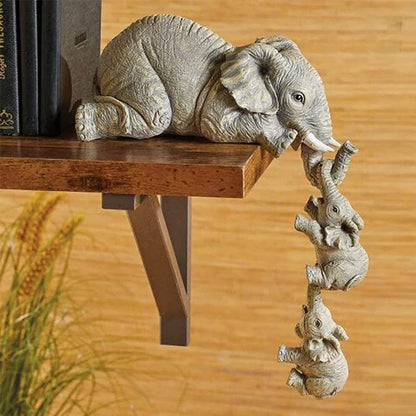 Figura Decorativa de Elefante en 3 Piezas – Artesanía en Resina para Decoración del Hogar 0
